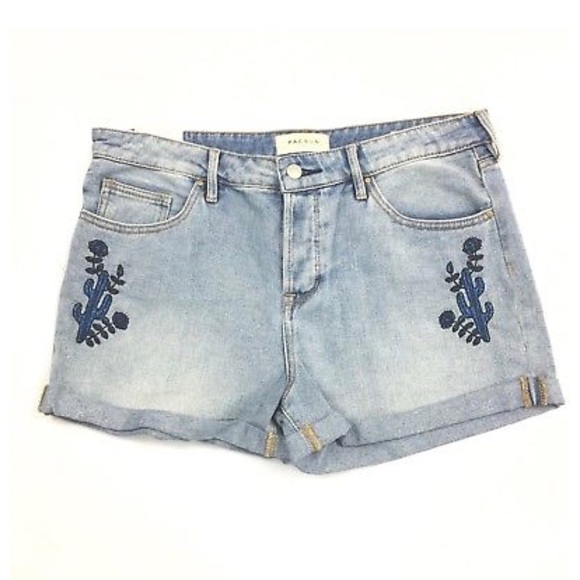 Pacsun Sz 29 Cactus Embroidered Girlfriend Shorts - Picture 1 of 3
